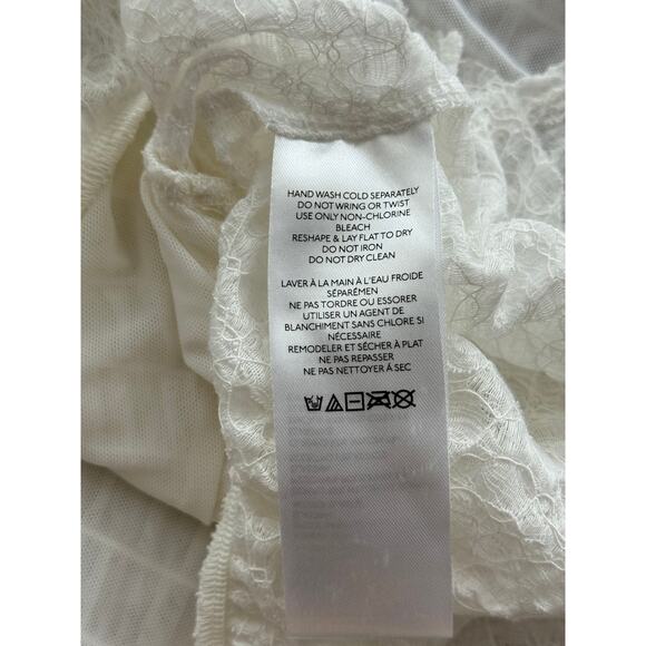 Urban Outfitters White Smocked Lace Babydoll Top Women’s Small Tie Front - Picture 5 of 6